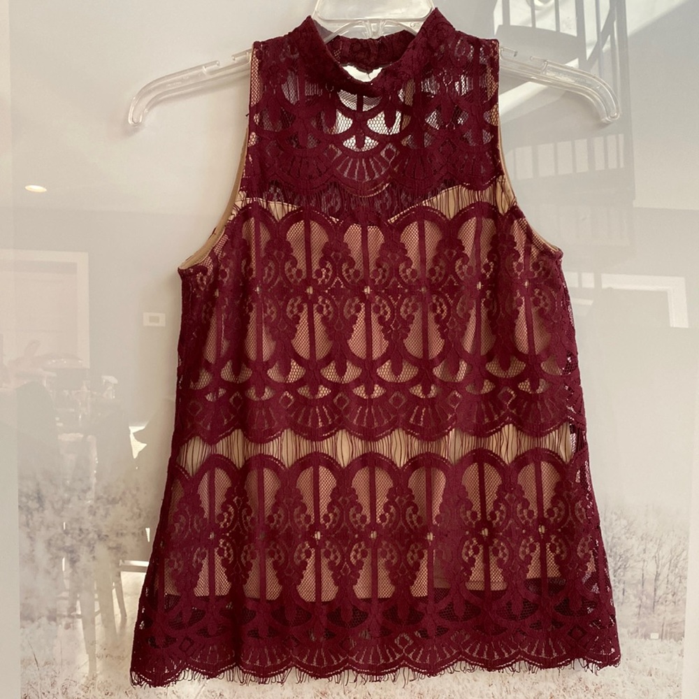 Boho Lace Love Fire Sleeveless Blouse Lined Small